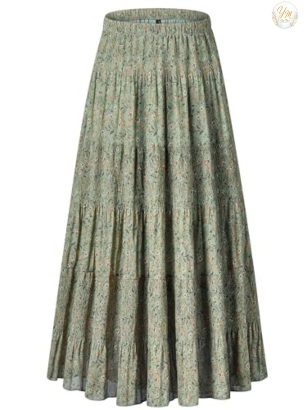 Chiffon Elastic High Waist Pleated A-Line Maxi Skirt Double Deck Opaque